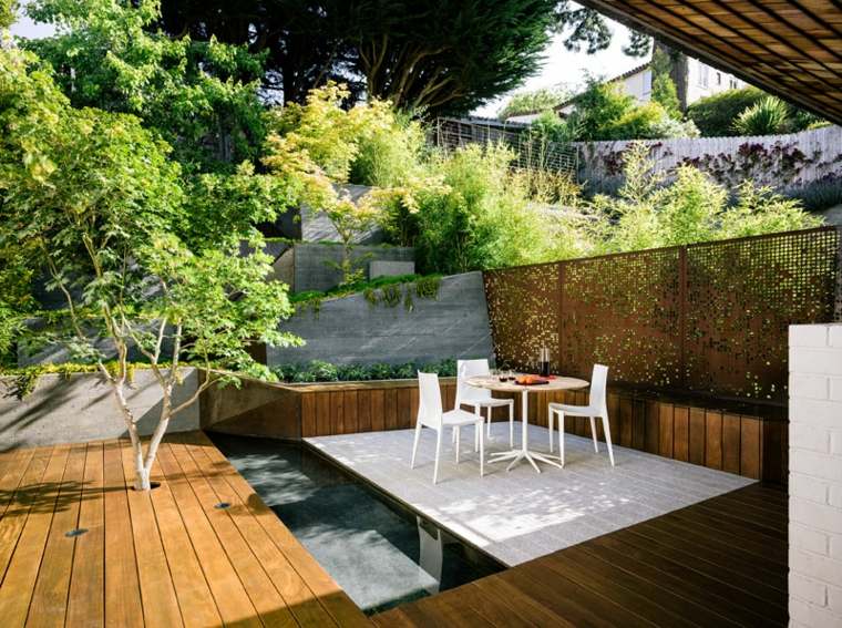 jardin zen avec terrasse en bois