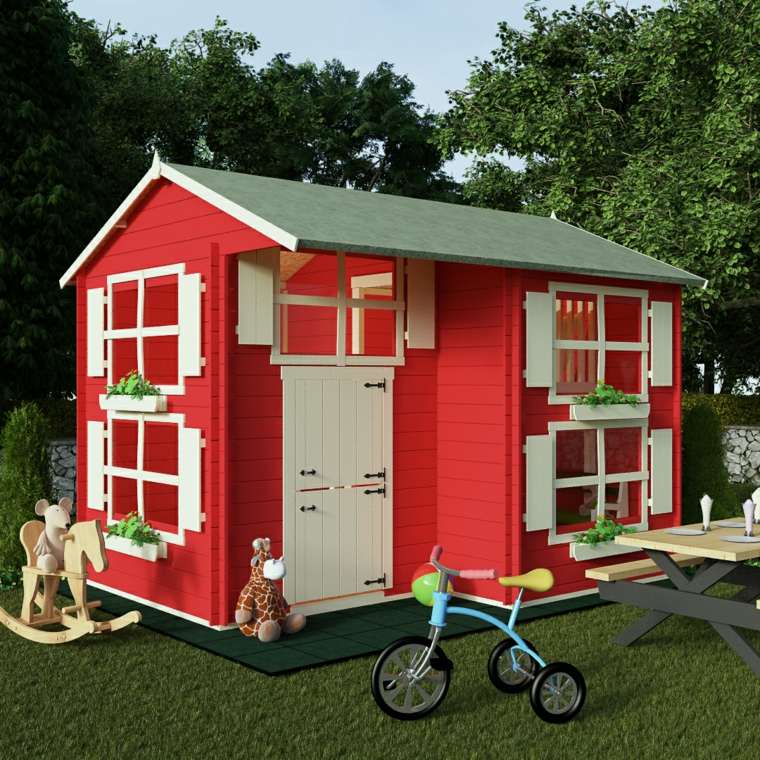 idee construction maison bois enfants jardin jeux