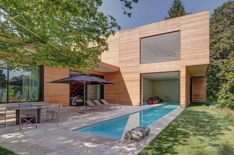 maisons en bois petite piscine aménagement design