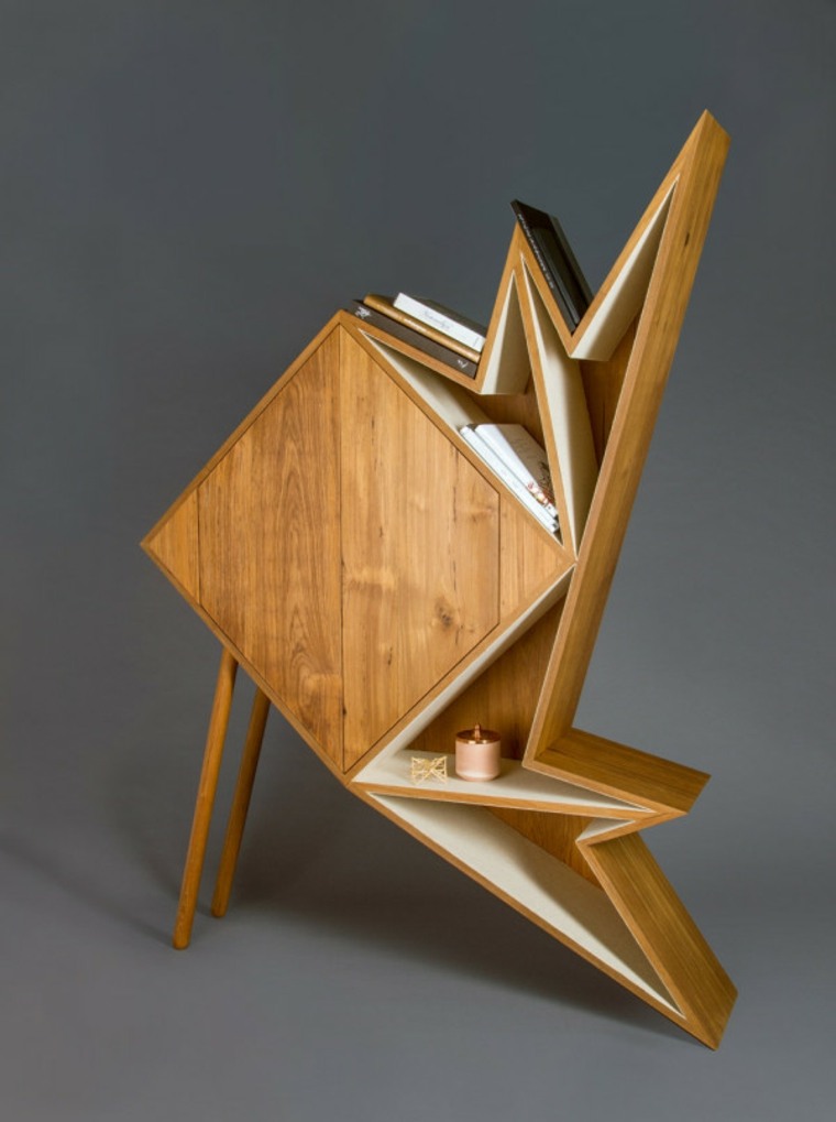 bibliothèque bois design moderne mobilier bois salon idée 