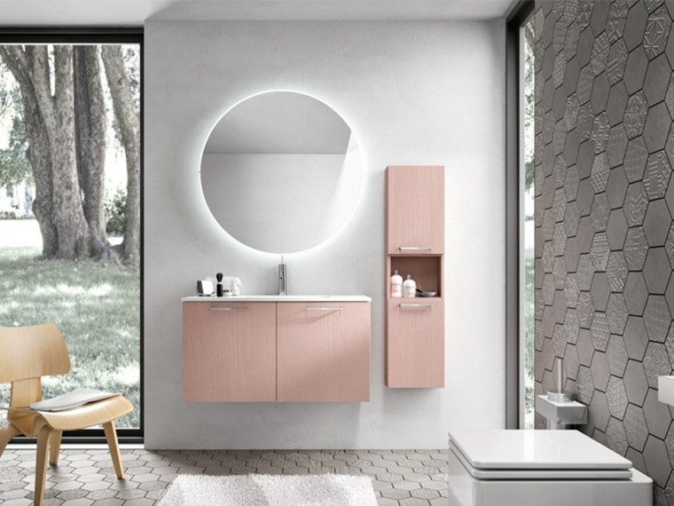 sous-vasque murale design miroir rond salle de bain petit espace