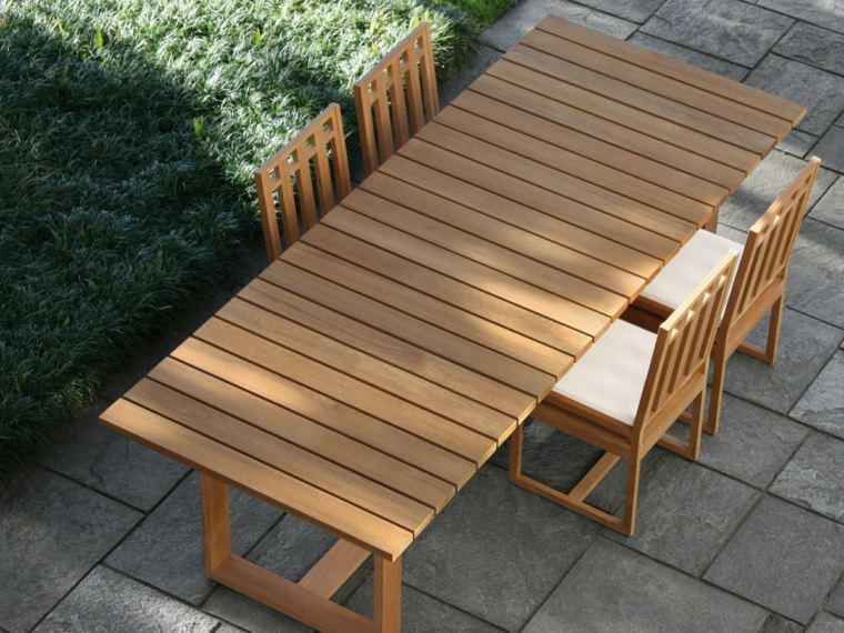 table de jardin bois idée rectangulaire chaise jardin design
