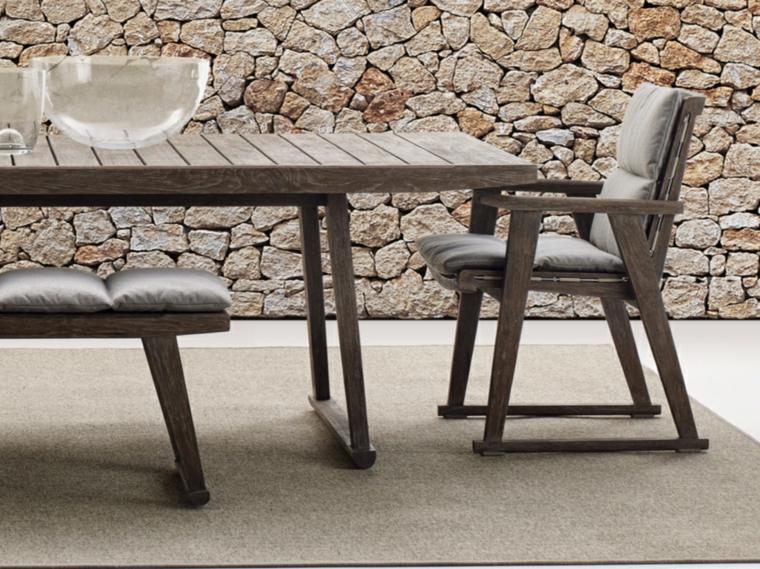table de jardin en bois design chaise rembourée idée design