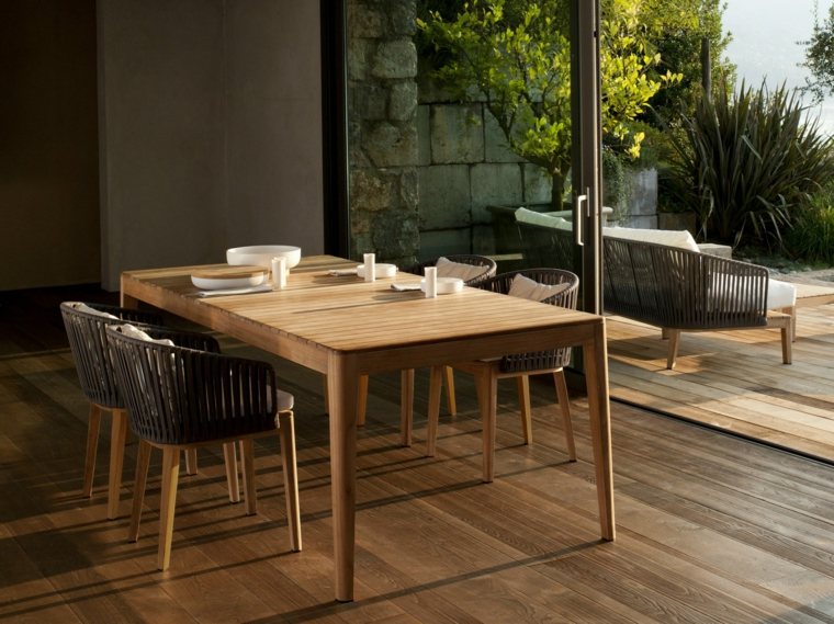 table en bois jardin chaise design parquet bois moderne idée