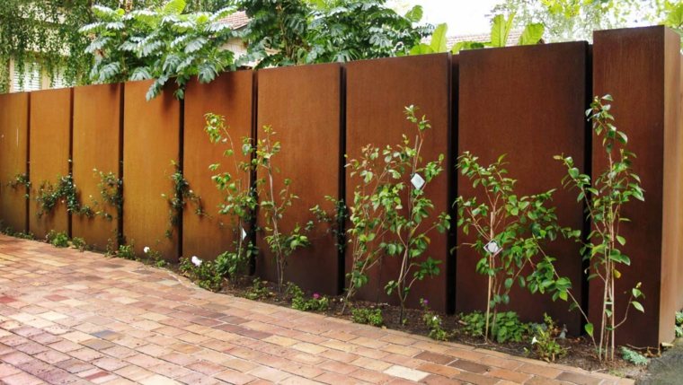 acier corten clôture de jardin moderne