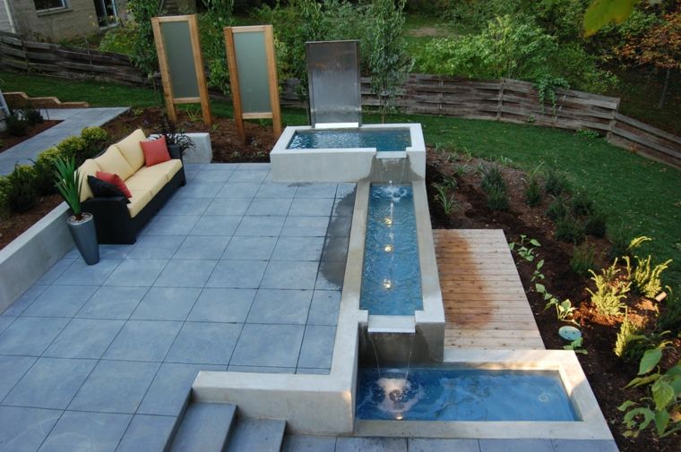 terrasse d'exterieur moderne bassin de jardin