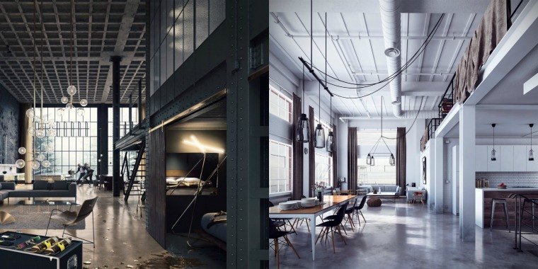 loft industriel aménager espace design moderne luminaire éclairage