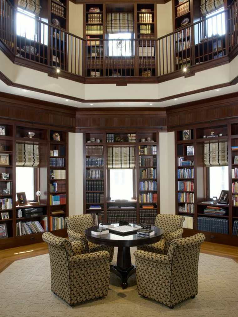 idée aménager salon bibliothèque tendance fauteuils moderne idées 