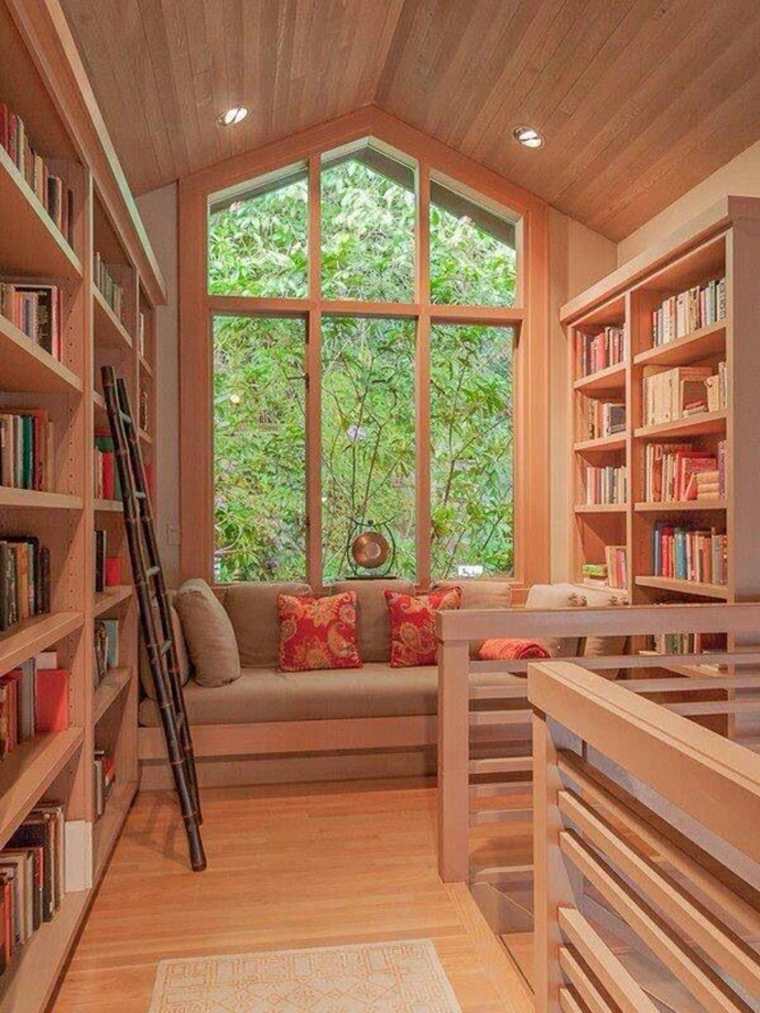 bibliothèque moderne bois idée rangement livres tendance parquet bois