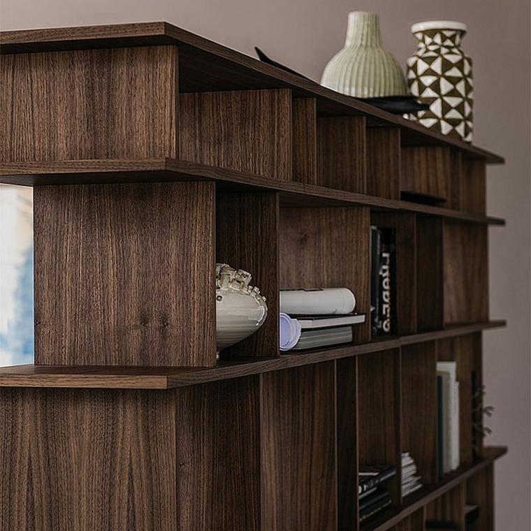 bibliothèque de design unique en bois design aménager salon espace lecture