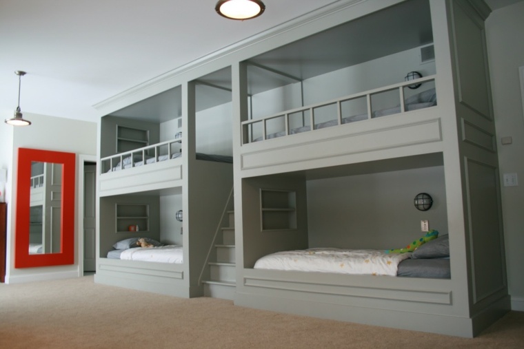 lit mezzanine idée lit superposé bois aménager chambre