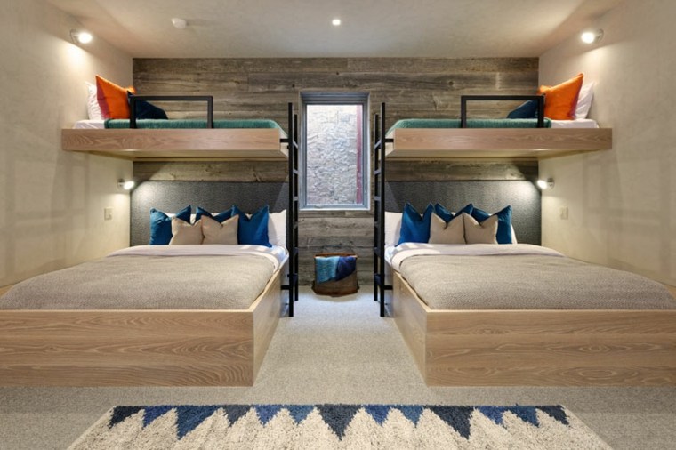 lit mezzanine aménager une chambre tapis de sol idée lit cadre bois
