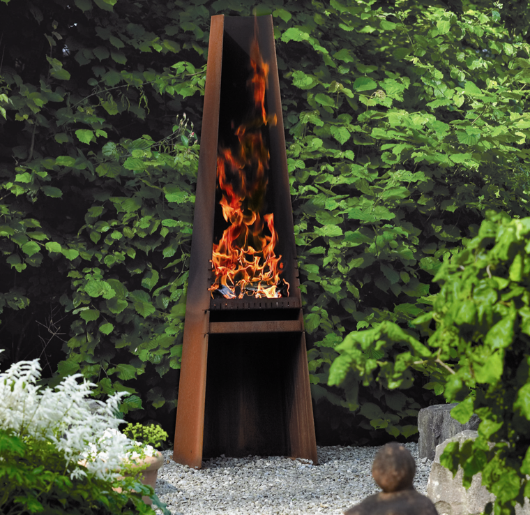 cheminée d'extérieur idee design moderne decoration jardin
