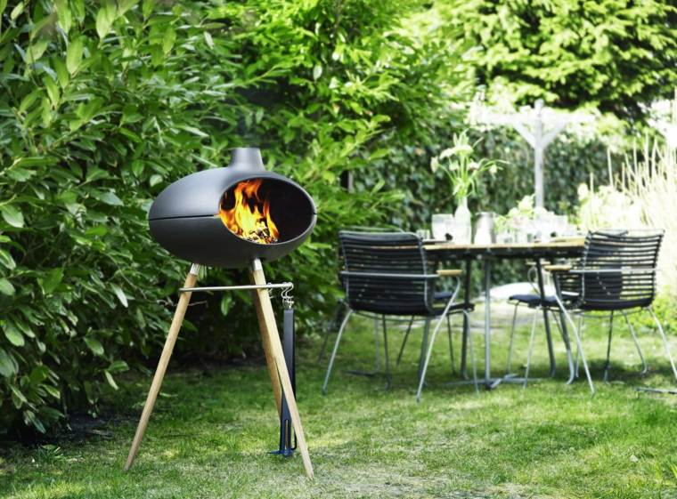 cheminee exterieure design idee barbecue moderne