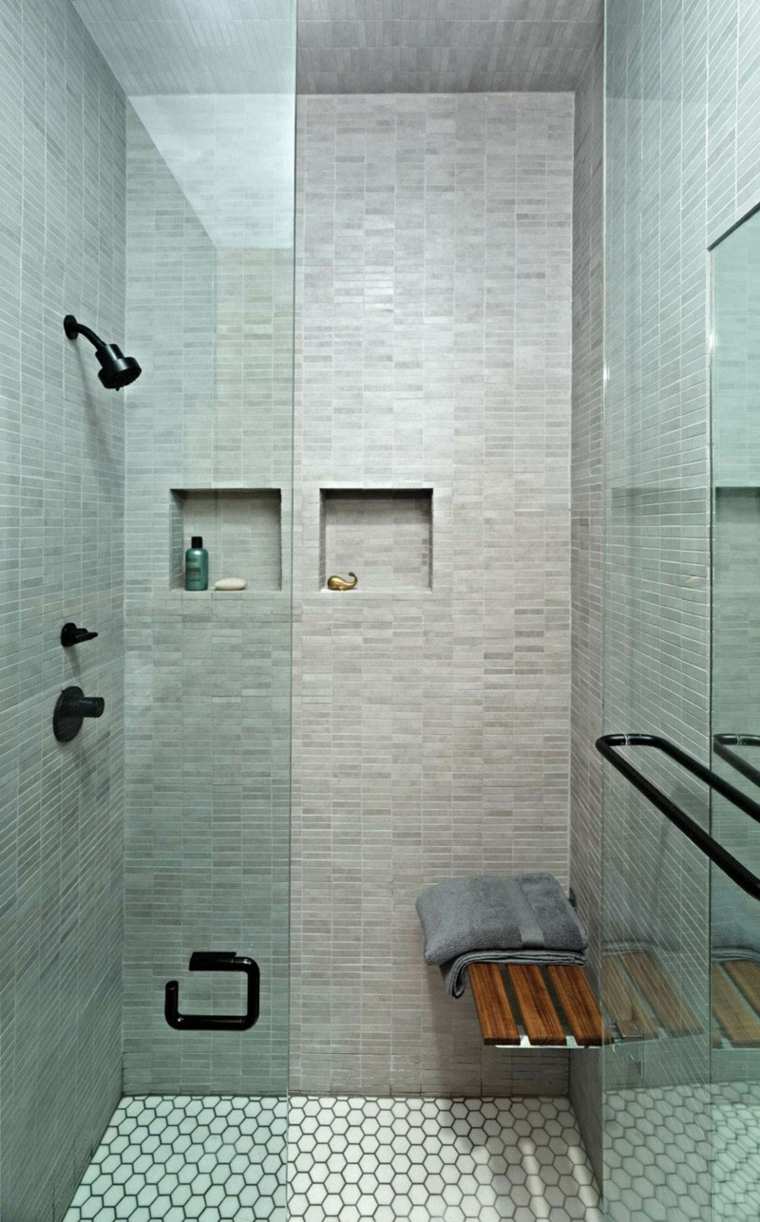 étagère de douche idée intégrée espace optimiser carrelage cabine de douche