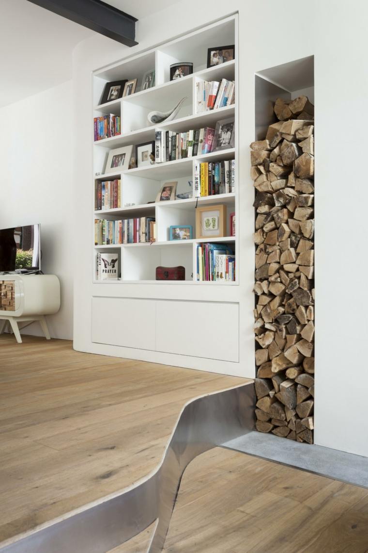 meuble design cheminee stockage bois deco 