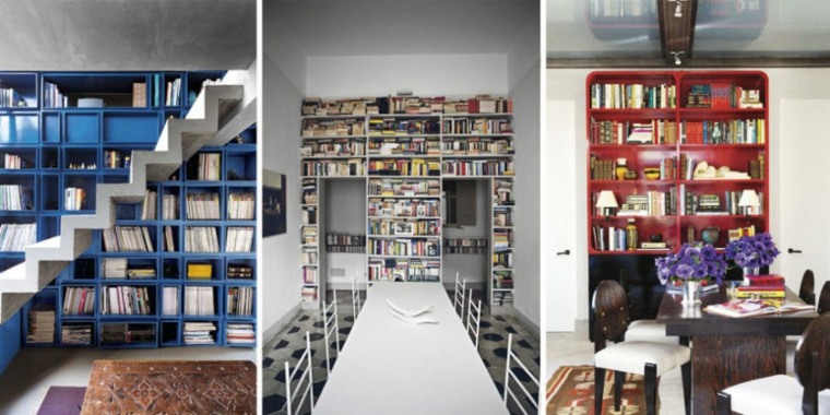 bibliothèque design aménager espace rangement moderne salon