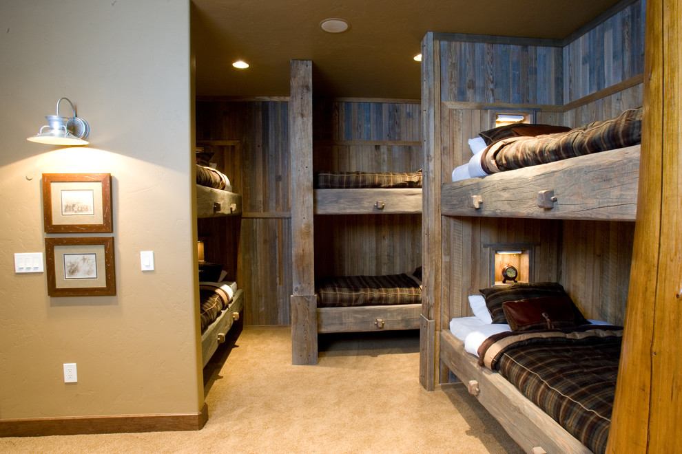 intérieur lit bois superposés déco mur idées