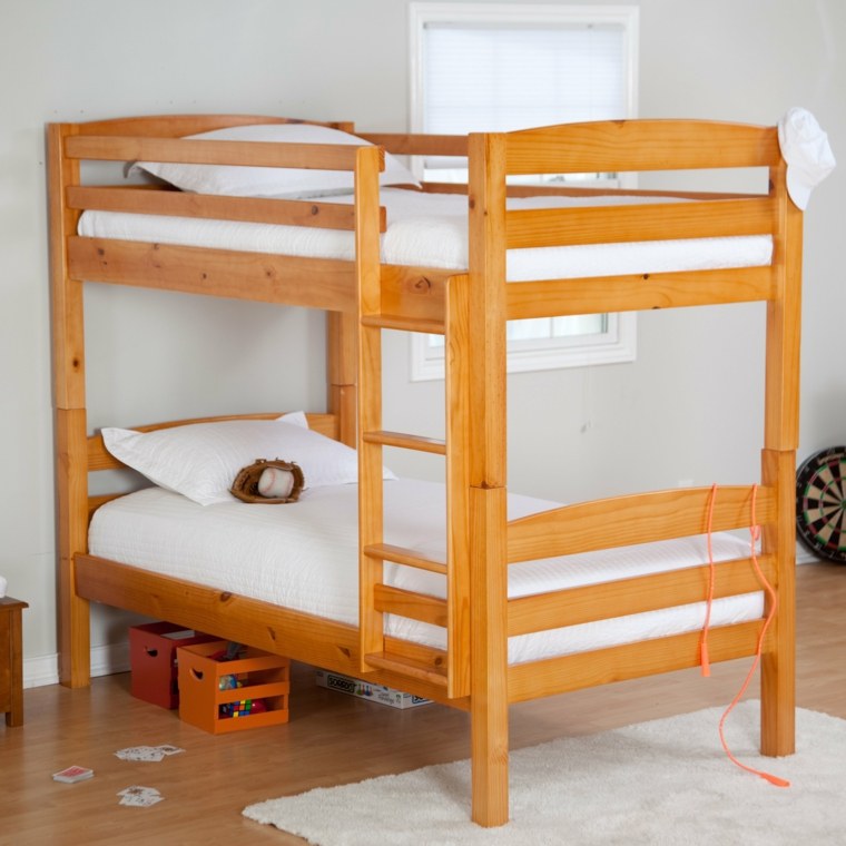 lits superposés bois clair idée chambre à coucher aménager