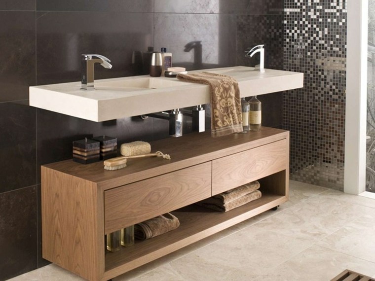 meuble bois salle de bain design aménager espace idée