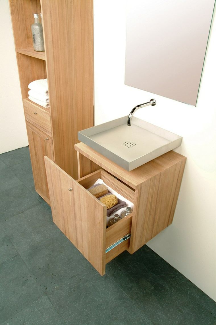 meuble salle de bain bois étagères moderne idée rangements