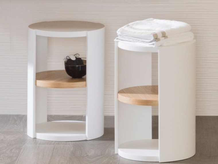 meuble pour salle de bain bois étagère design idée tabouret 