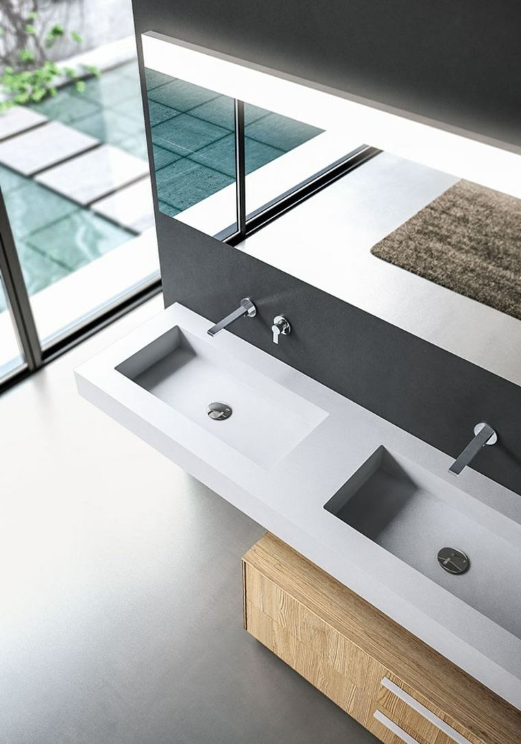 meuble bois salle de bain moderne design idée aménager