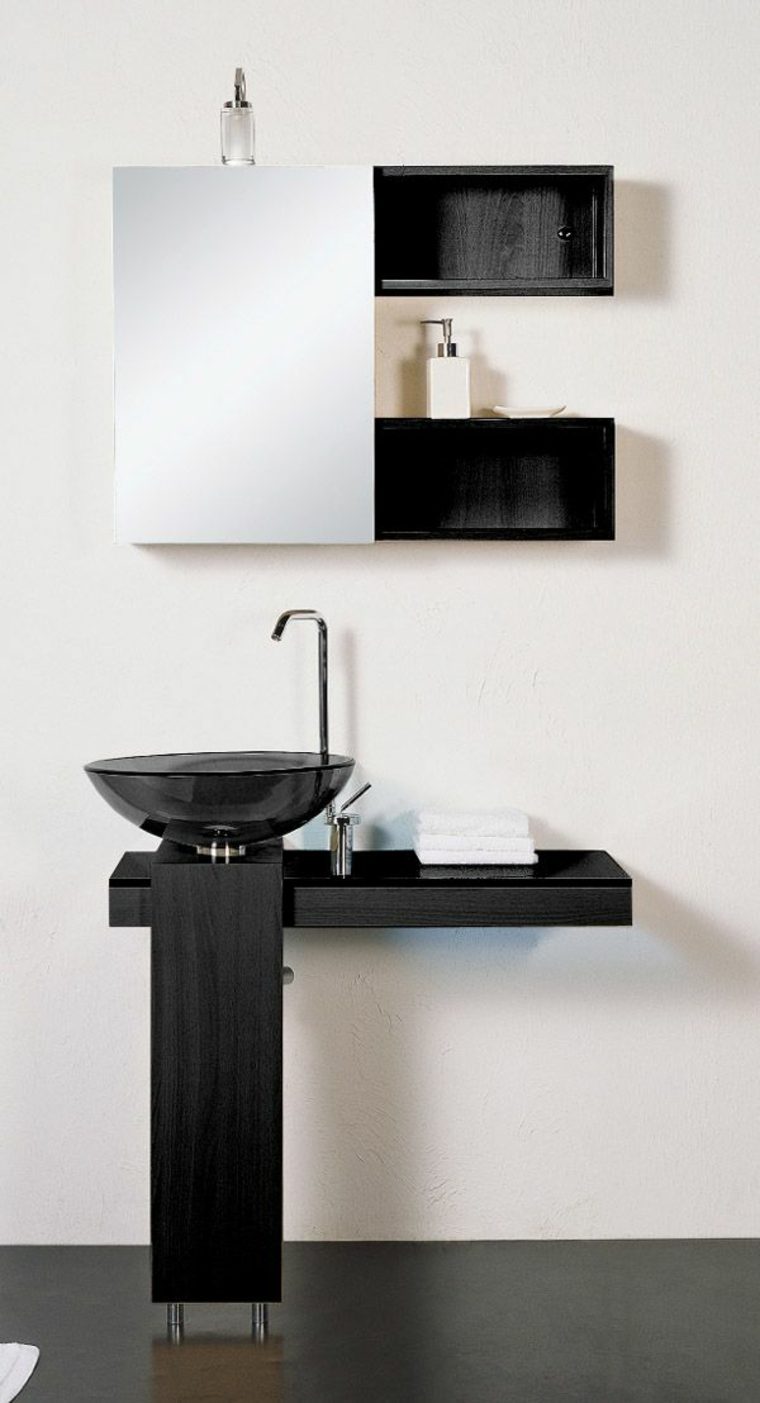 meuble salle de bain noir design bois aménager espace idées