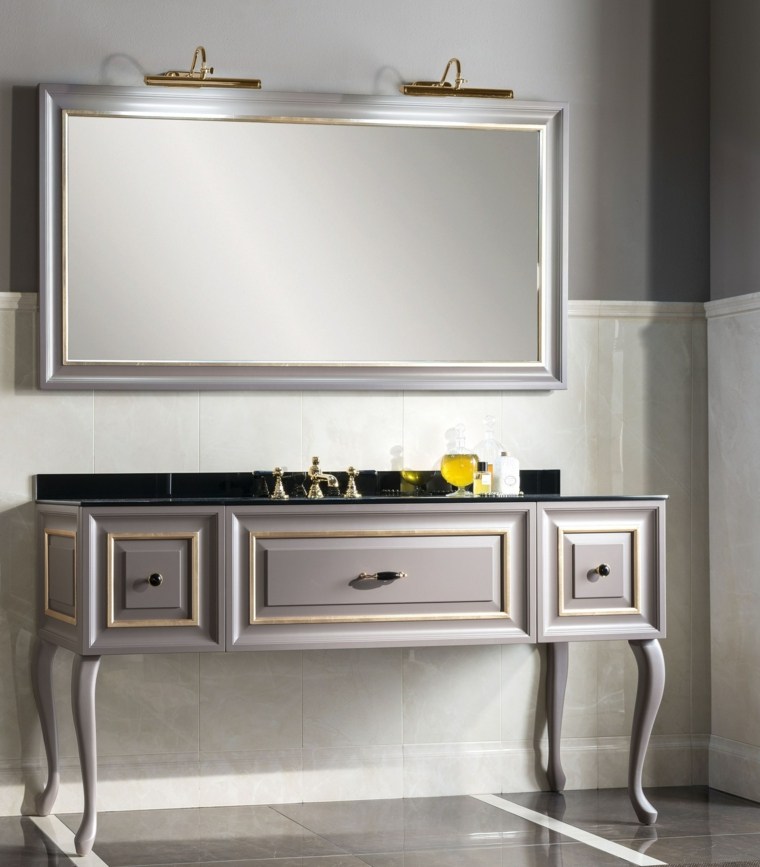 meuble salle de bain bois design miroir 