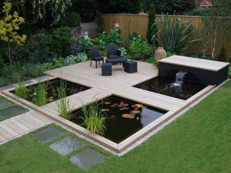 petits bassins idee jardin aménagement terrasse bois