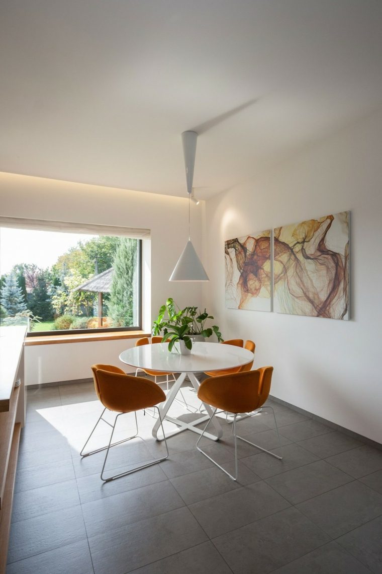 maison design contemporain salle à manger table ronde tableau