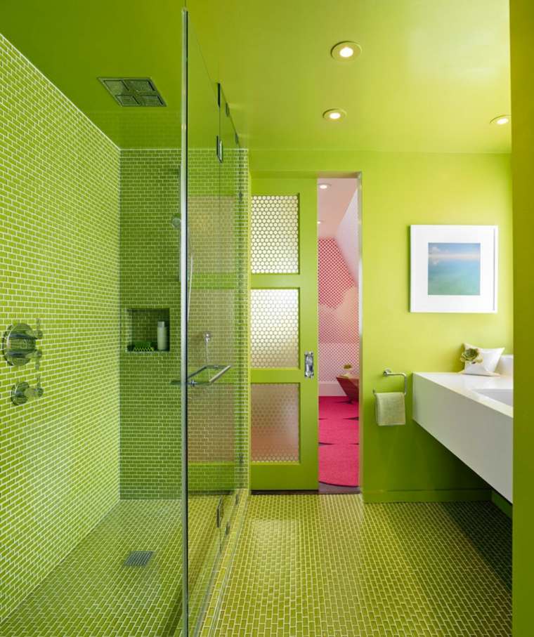 revêtement sol idée cabine douche moderne faux-plafond 
