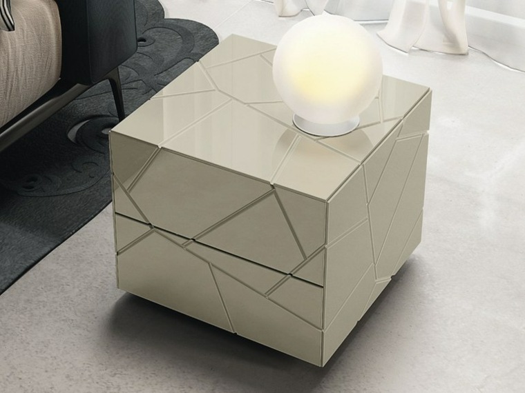 table de nuit design carrée moderne chambre à coucher aménager lampe