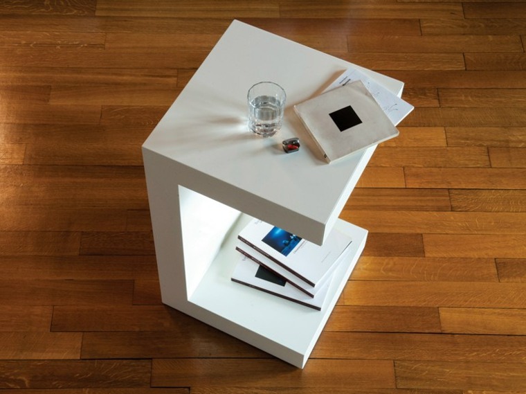 table de chevet moderne laquée blanche design idée 