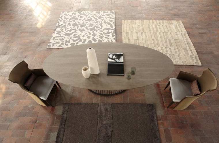 table salle à manger bois style contemporain tapis sol chaise bois 