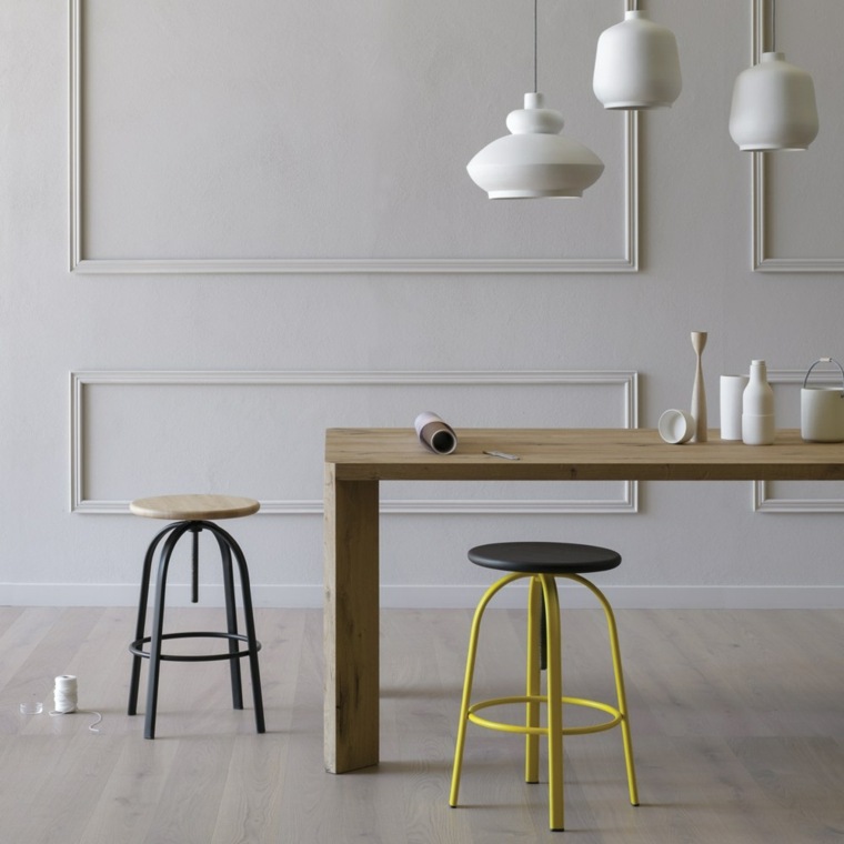 meuble de salle à manger contemporain tabouret design réglable idée luminaire table rectangulaire