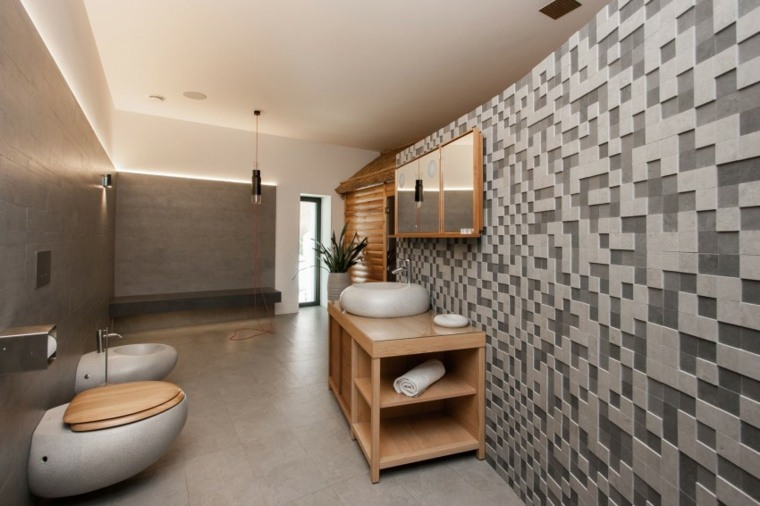 design salle de bain toilettes moderne bois
