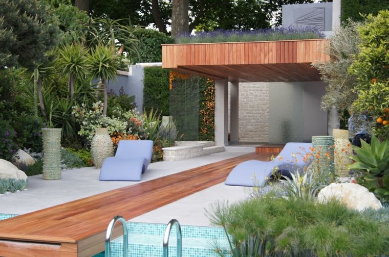 aménagement paysager jardin terrasse bois moderne