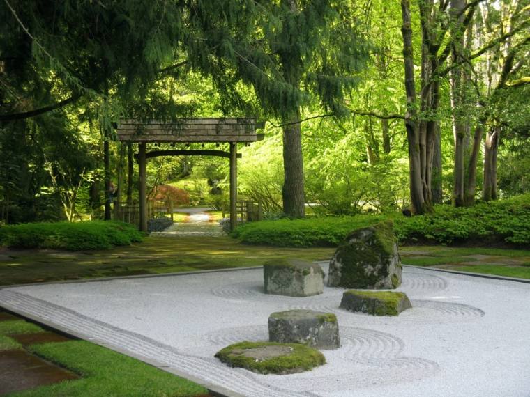 jardin zen aménager extérieur rochers idée abri jardin bois