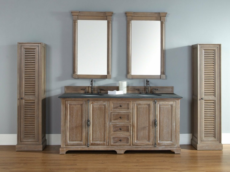 meuble salle de bain rustique bois mur miroir idées