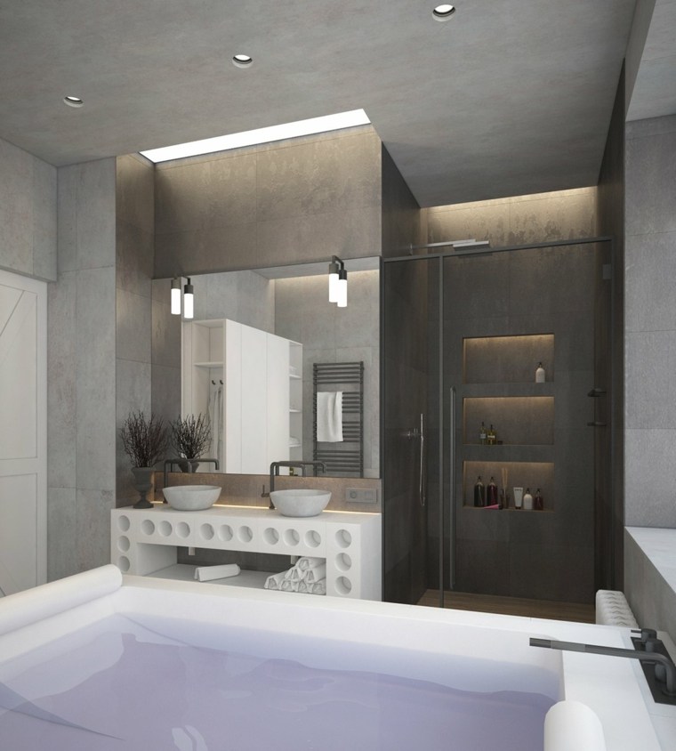idee baignoire salle de bain mobilier industriel