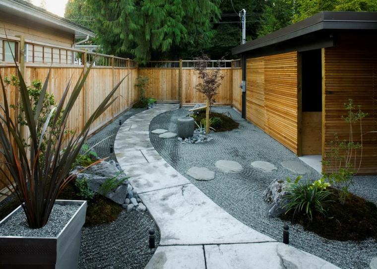 maison japonais idée allée de jardin pierres aménager extérieur 