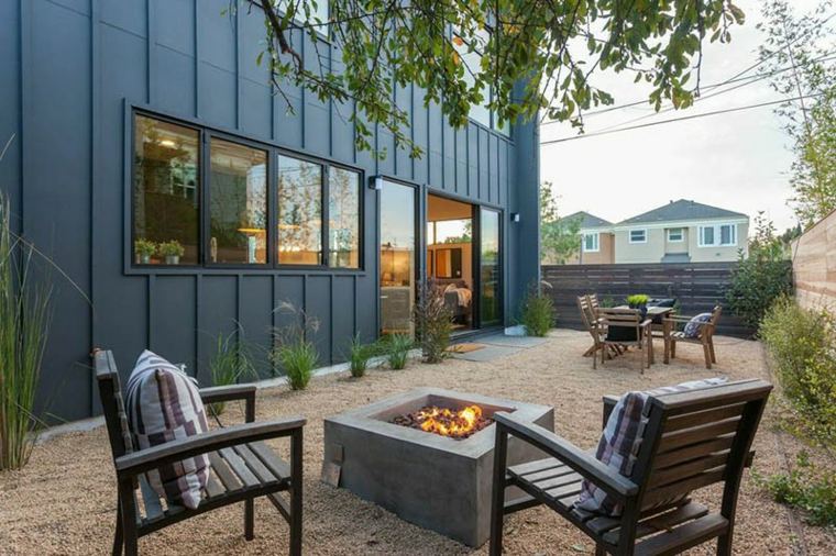 foyer moderne design terrasse aménager moderne idée chaise bois