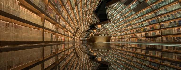 grande bibliothèque design étagères moderne intérieur architecture contemporaine