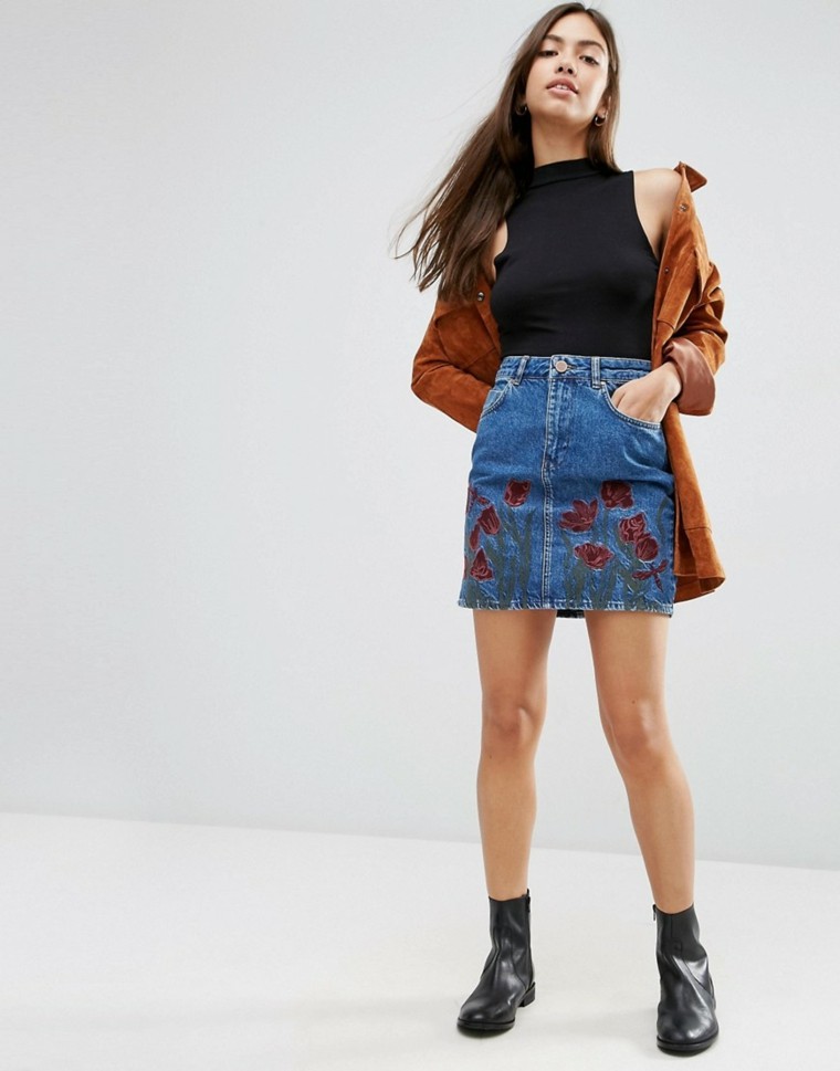 mode 2016 femme minijupe jeans tendance mode été printemps