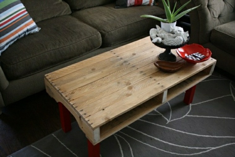 table en palette bois idée espace rangement idée 