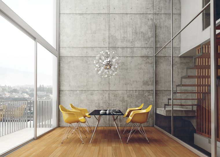 salles à manger design industriel mur beton