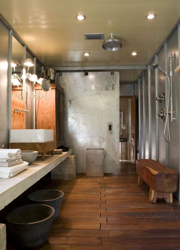 salle de bain en pierre naturelle bois design aménager