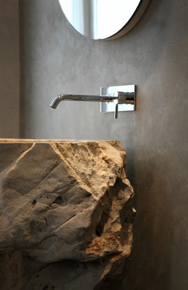 vasque pierre naturelle idée aménager salle de bains design