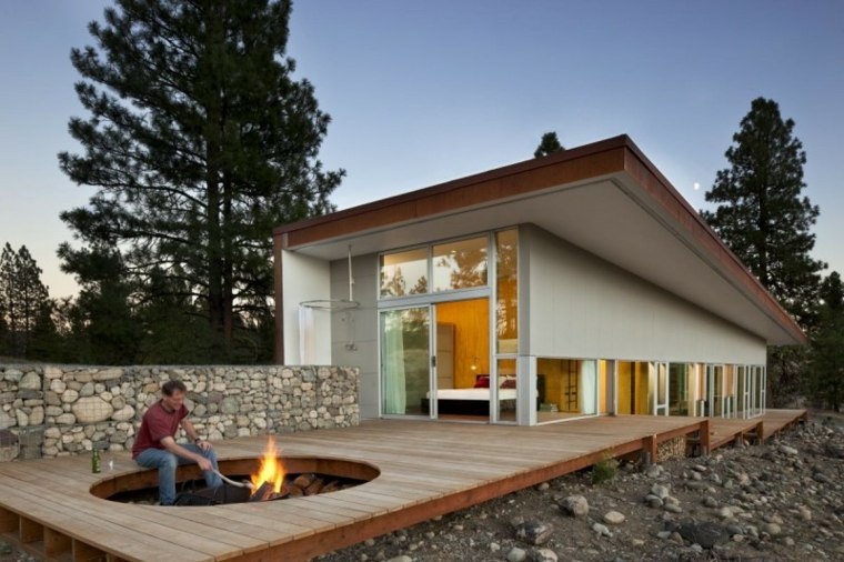 design extérieur revêtement terrasse bois foyer design maison
